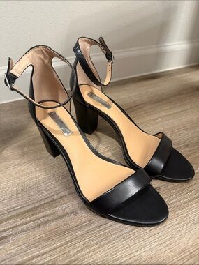 INC International Concepts Black Ankle-Strap Block Heel Sandals